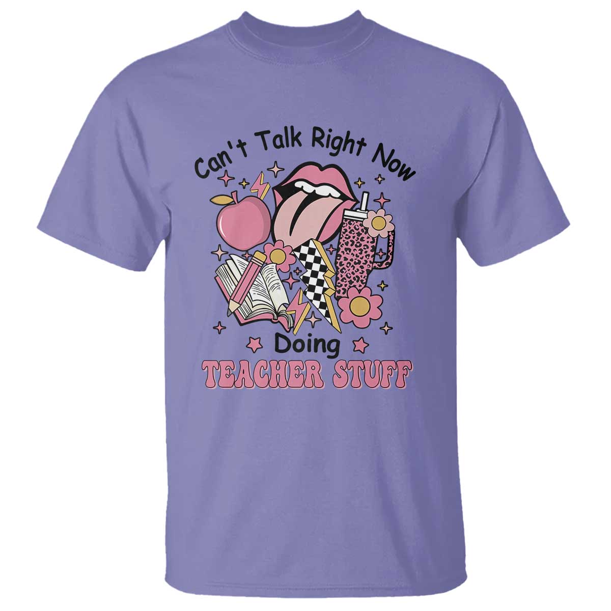 funny-teachers-t-shirt-cant-talk-right-now-doing-teacher-stuff-apple-pencil-book-flower