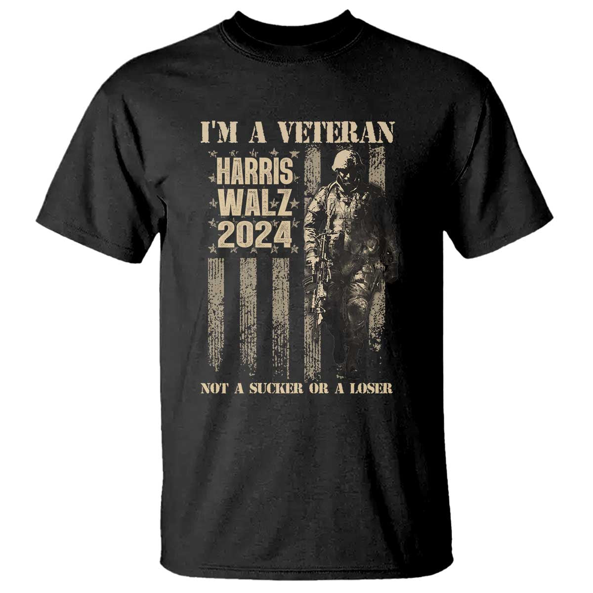 harris-walz-2024-t-shirt-im-a-veteran-not-a-sucker-or-a-loser-vintage-american-flag-military