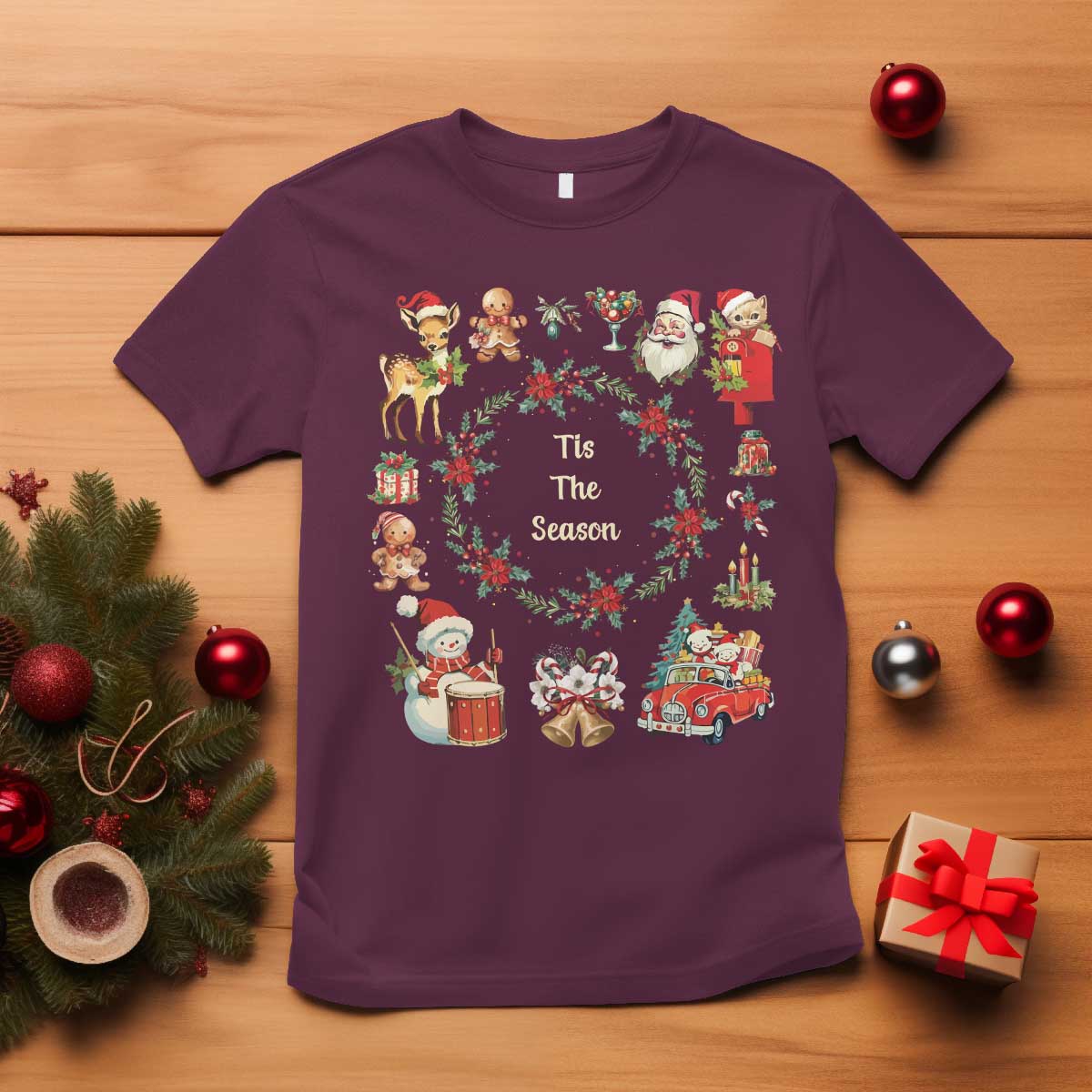 retro-vintage-christmas-t-shirt-tis-the-season-santa-hat-xmas-wrealth