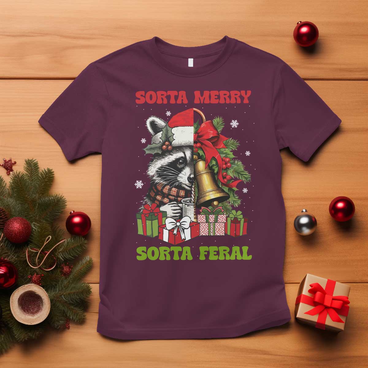 funny-christmas-racoon-t-shirt-sorta-merry-sorta-feral-xmas-wreath