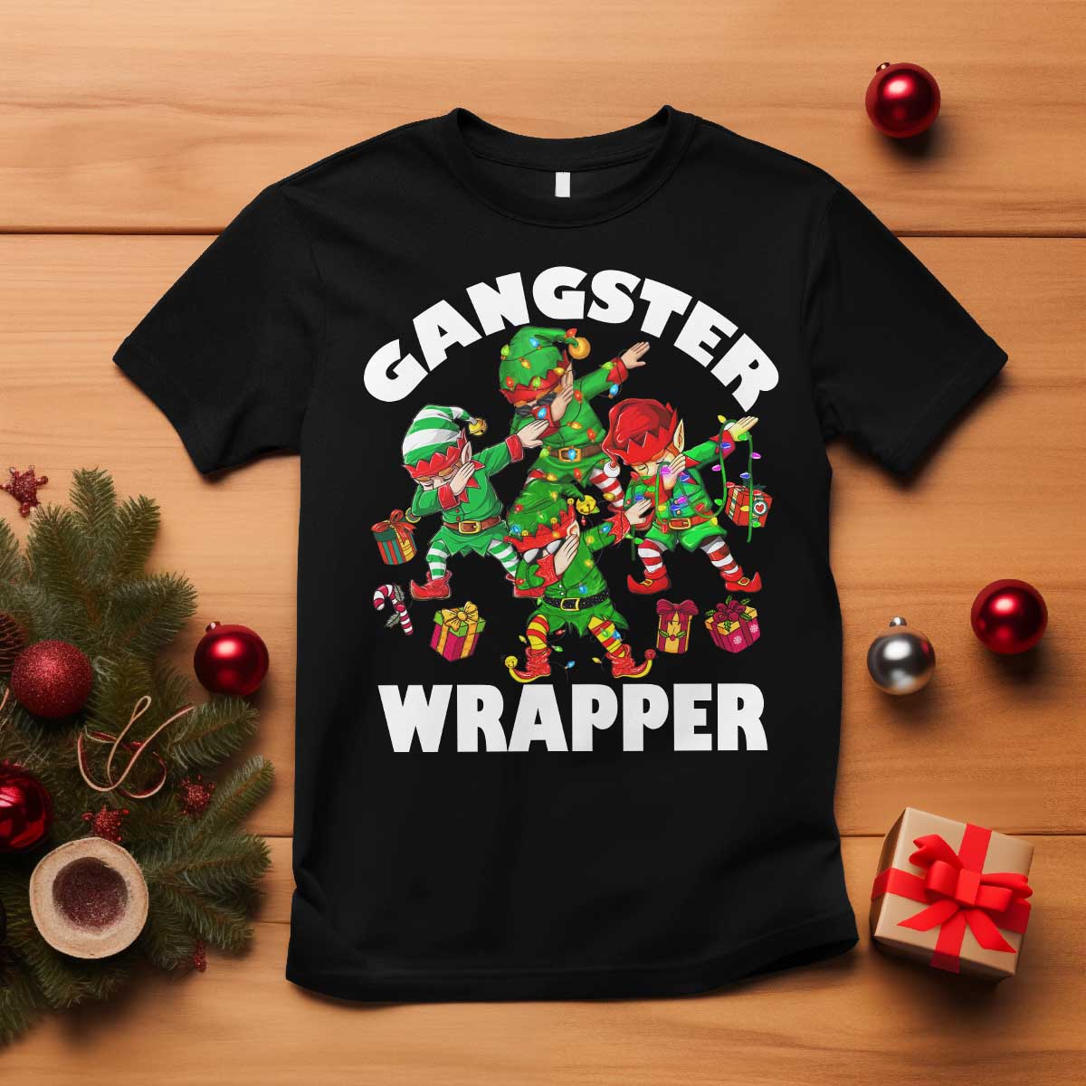 funny-gangster-wrapper-t-shirt-christmas-gangsta-elf-crew-presents