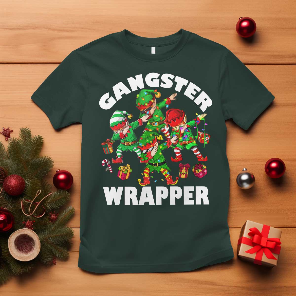 funny-gangster-wrapper-t-shirt-christmas-gangsta-elf-crew-presents