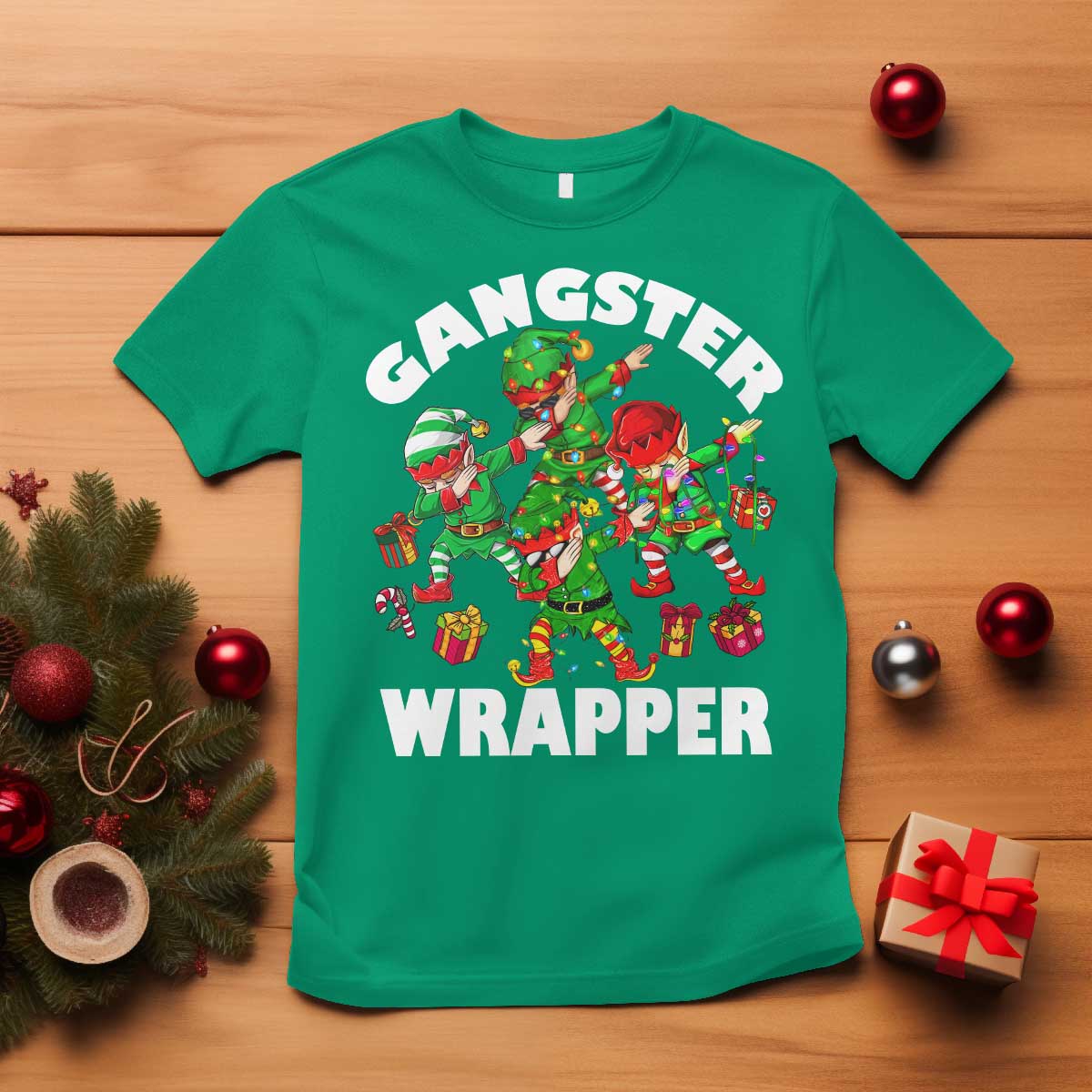 funny-gangster-wrapper-t-shirt-christmas-gangsta-elf-crew-presents