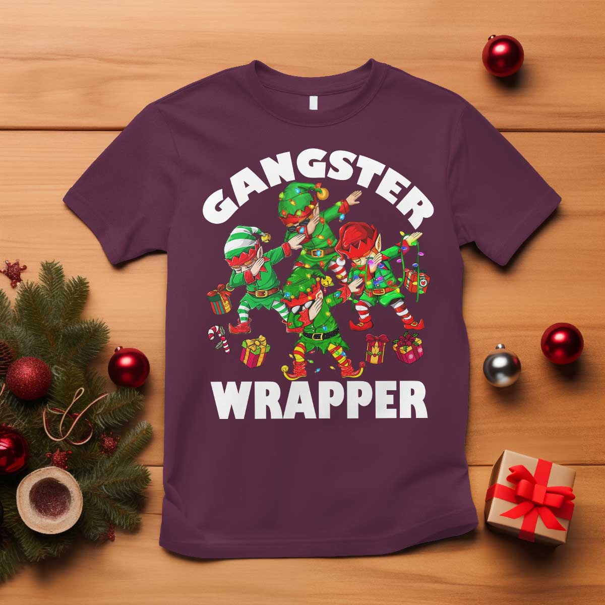 funny-gangster-wrapper-t-shirt-christmas-gangsta-elf-crew-presents
