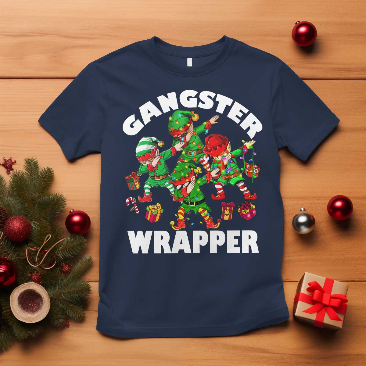 funny-gangster-wrapper-t-shirt-christmas-gangsta-elf-crew-presents