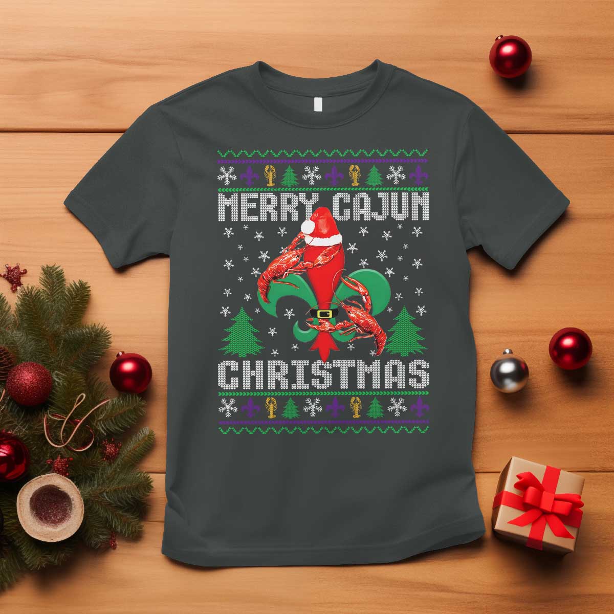 merry-cajun-louisiana-christmas-santa-saint-symbol-crawfish-t-shirt