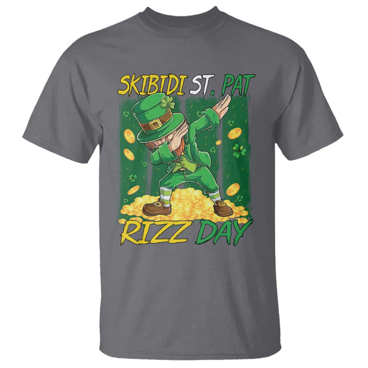 funny-skibidi-st-pat-rizz-day-t-shirt-dabbing-leprechaun-shamrock-coin