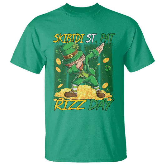 funny-skibidi-st-pat-rizz-day-t-shirt-dabbing-leprechaun-shamrock-coin