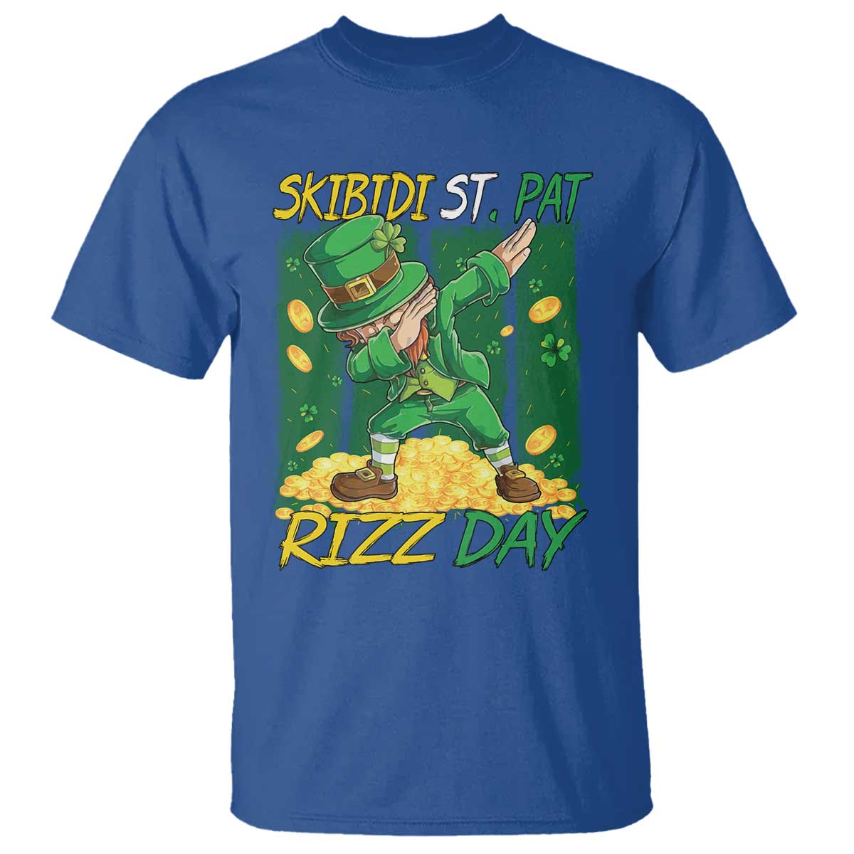 funny-skibidi-st-pat-rizz-day-t-shirt-dabbing-leprechaun-shamrock-coin