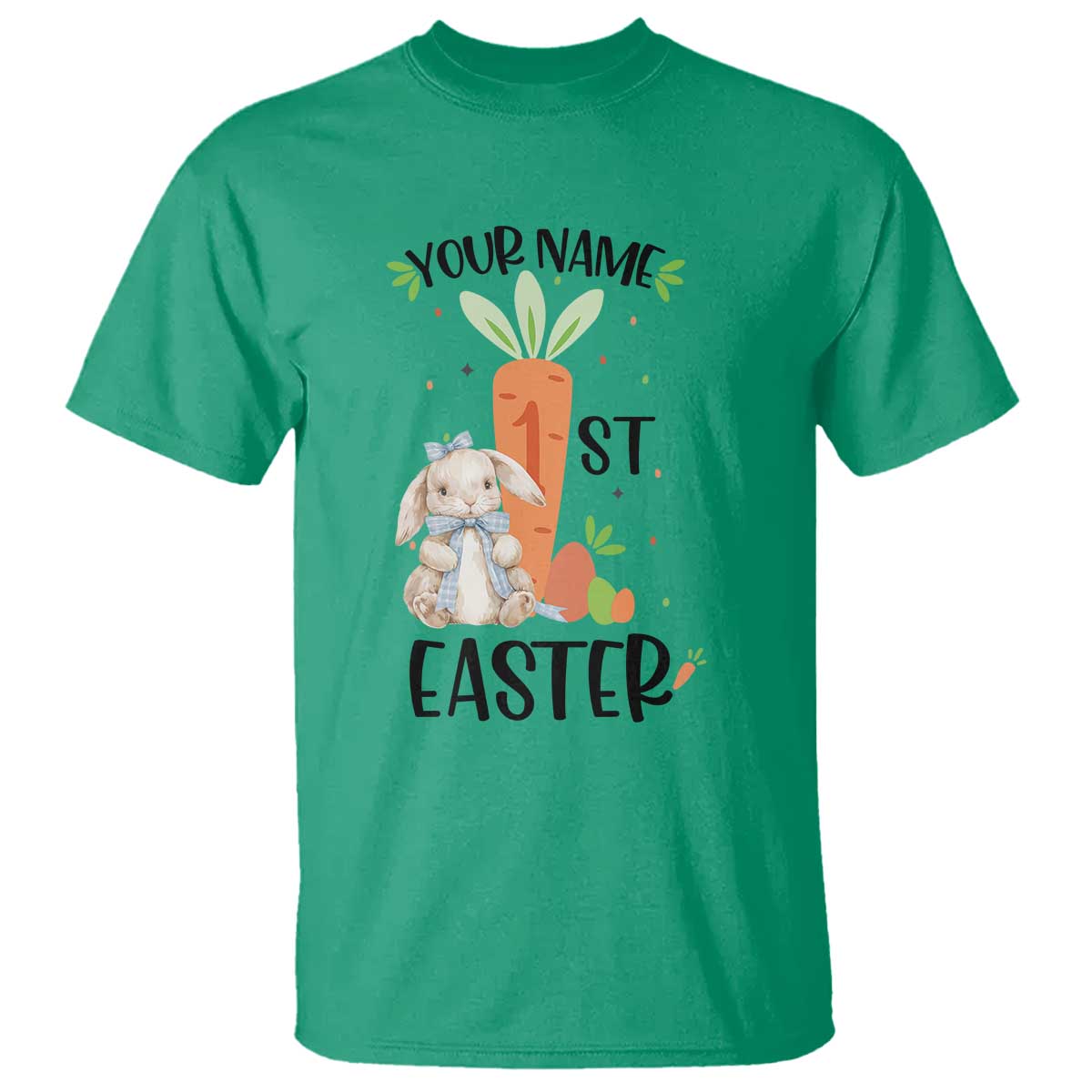 personalized-easter-day-t-shirt-custom-text-1st-easter-cute-bunny-carrot
