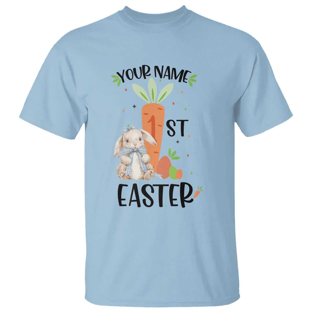 personalized-easter-day-t-shirt-custom-text-1st-easter-cute-bunny-carrot
