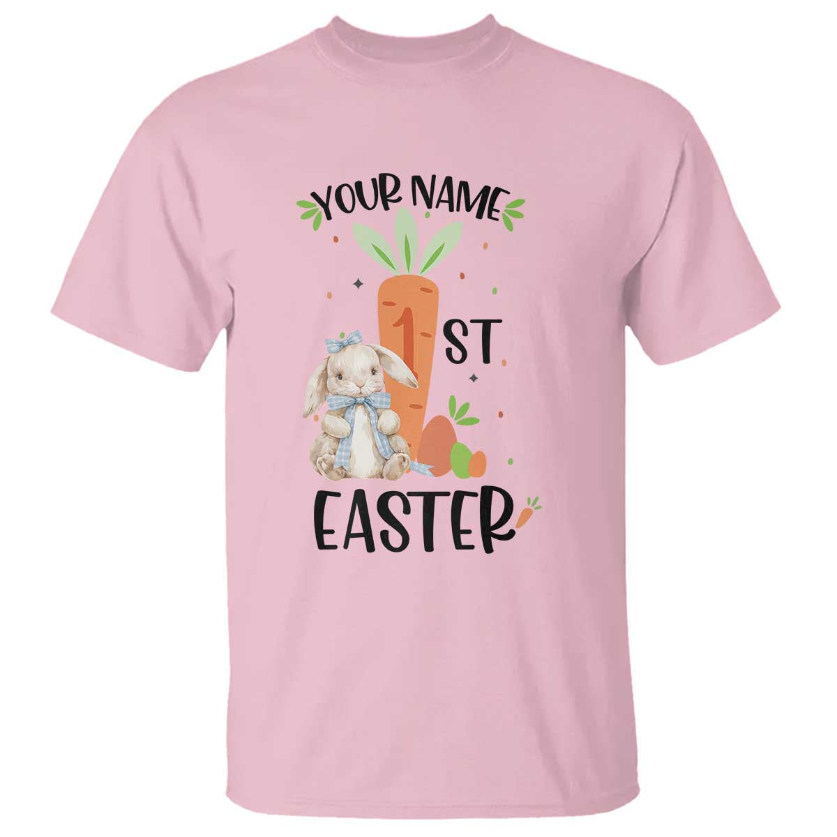 personalized-easter-day-t-shirt-custom-text-1st-easter-cute-bunny-carrot