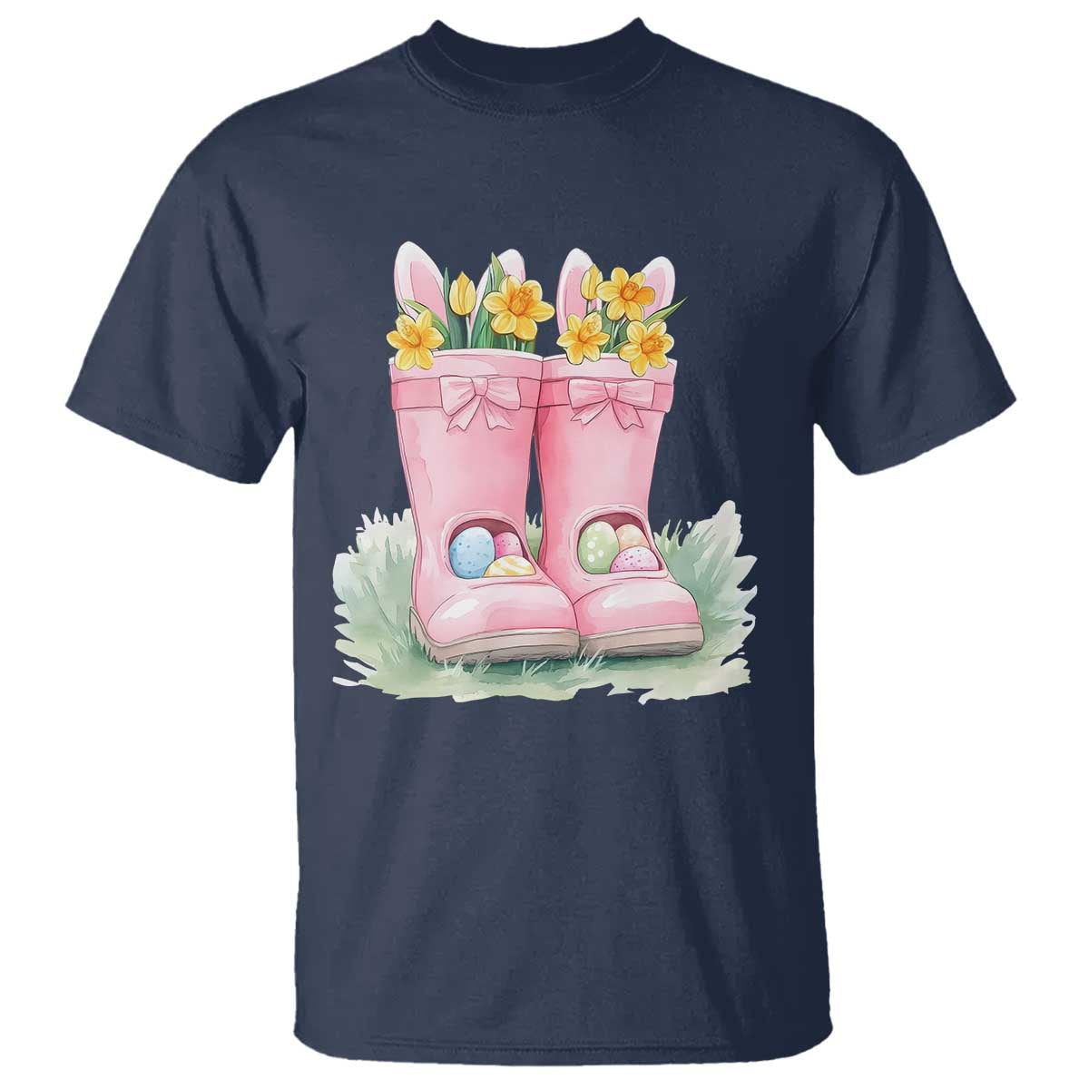 funny-easter-day-gardening-t-shirt-gardener-boots-bunny-ears-colorful-eggs