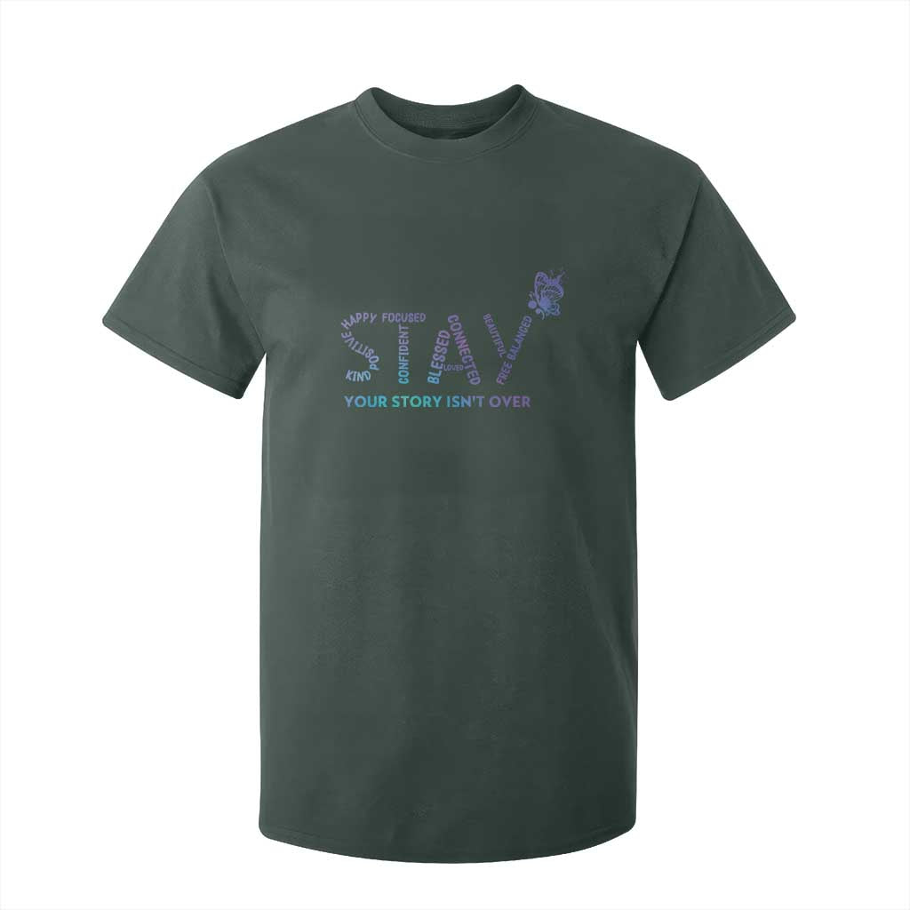 Suicide Prevention Support T Shirt For Kid Stay Your Story Isn't Over Butterfly Semicolon