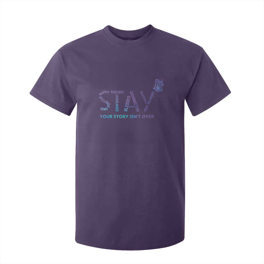 Suicide Prevention Support T Shirt For Kid Stay Your Story Isn't Over Butterfly Semicolon