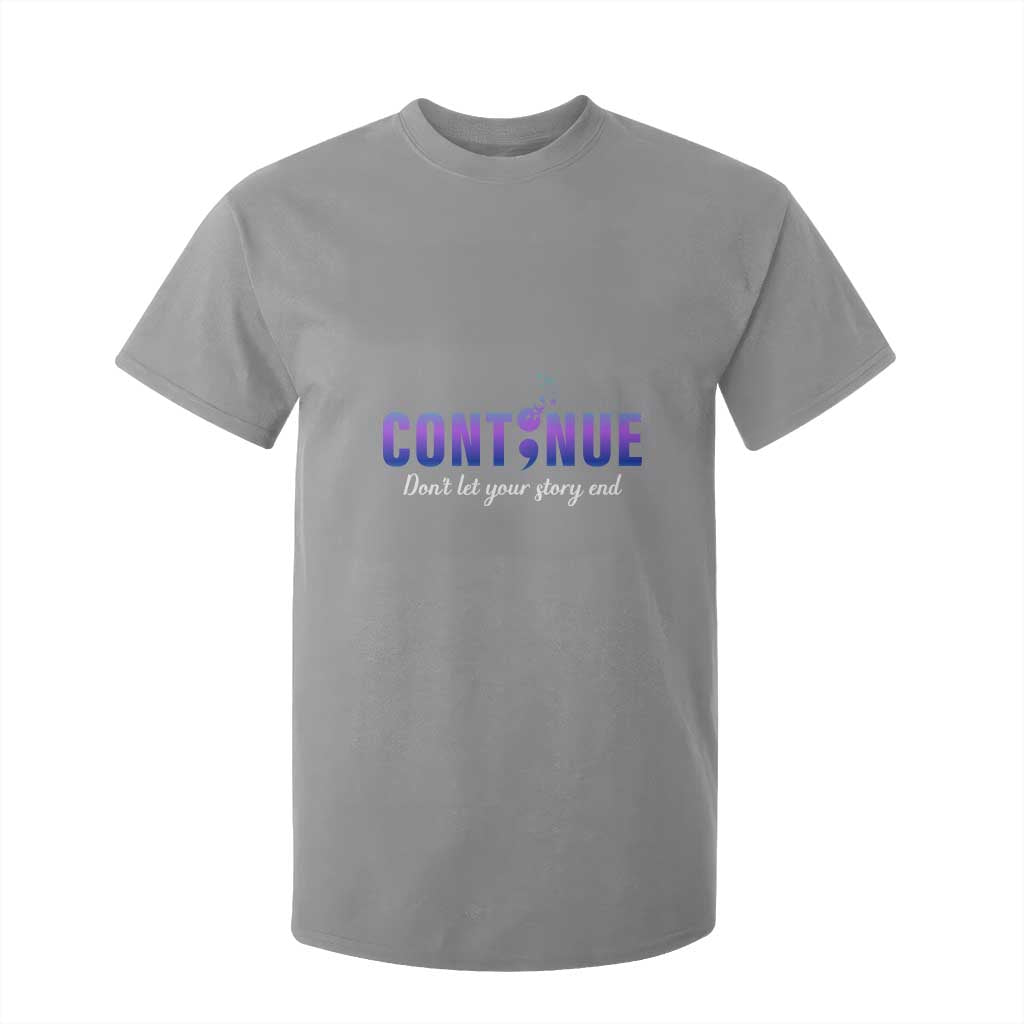 Suicide Prevention Support T Shirt For Kid Continue Don't Let Your Story End Semicolon Butterflies