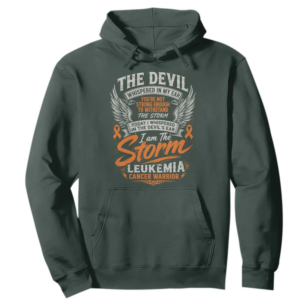 Leukemia Cancer Warrior Hoodie I Whispered I Am The Storm Orange Ribbon