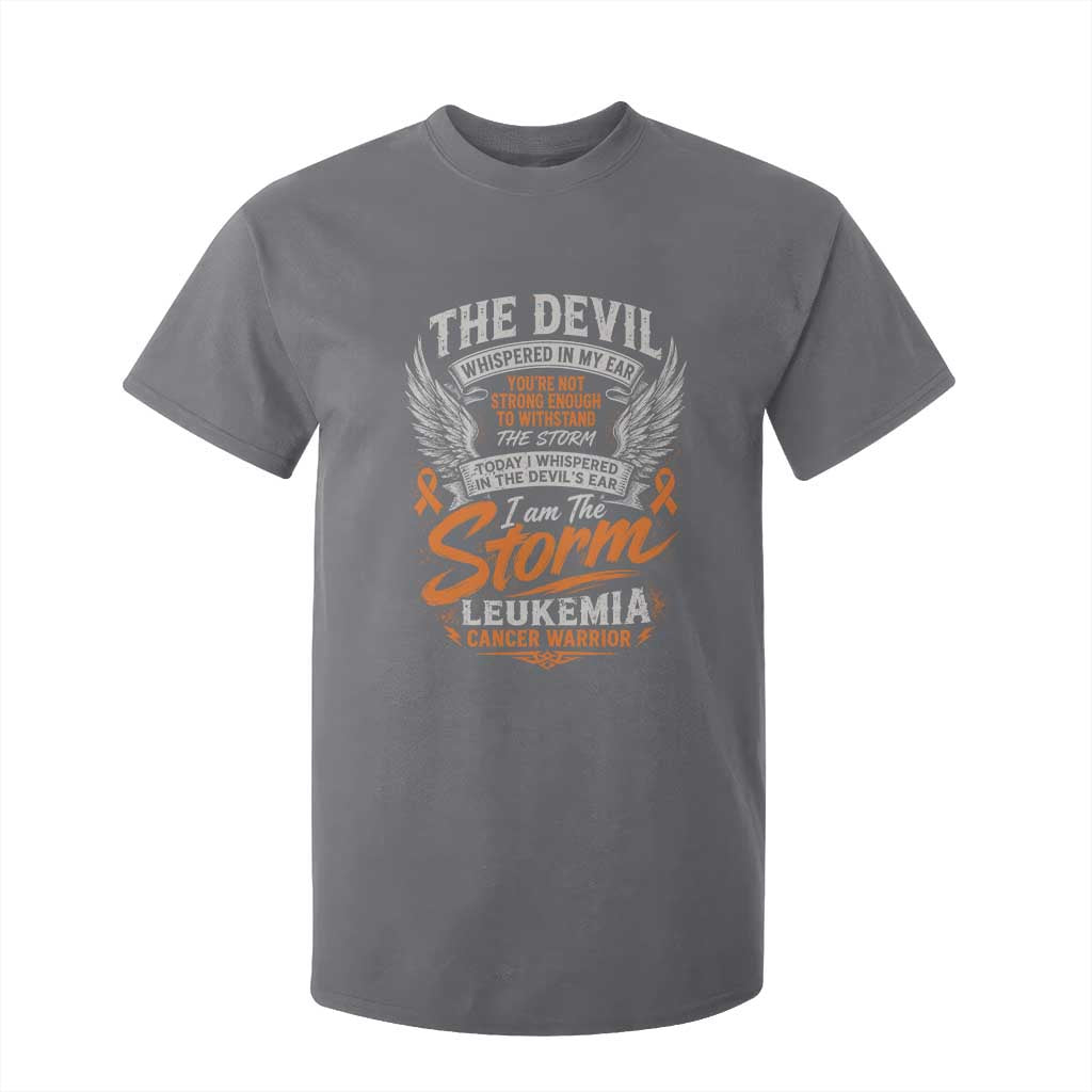 Leukemia Cancer Warrior T Shirt For Kid I Whispered I Am The Storm Orange Ribbon