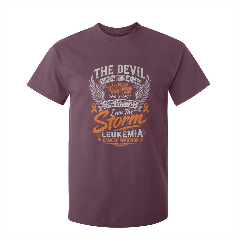 Leukemia Cancer Warrior T Shirt For Kid I Whispered I Am The Storm Orange Ribbon