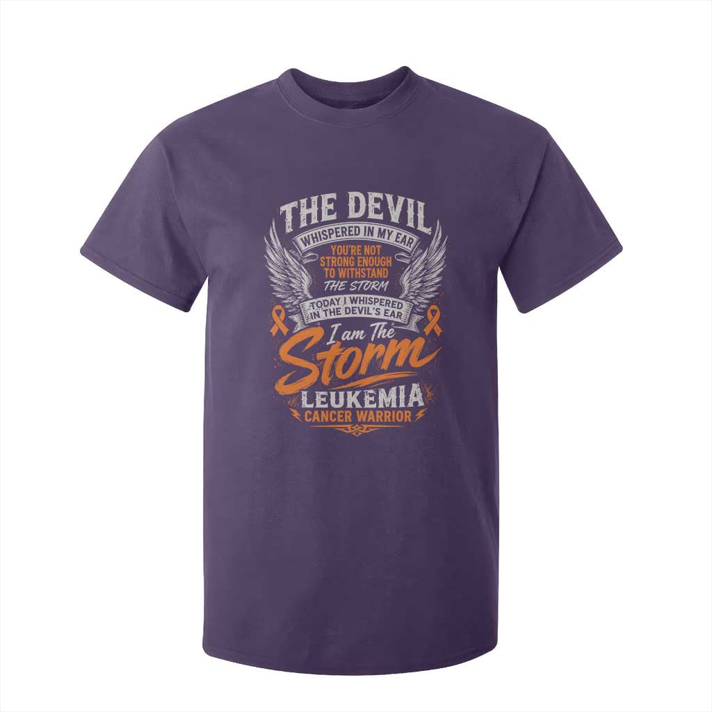 Leukemia Cancer Warrior T Shirt For Kid I Whispered I Am The Storm Orange Ribbon