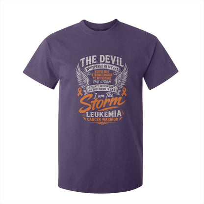 Leukemia Cancer Warrior T Shirt For Kid I Whispered I Am The Storm Orange Ribbon