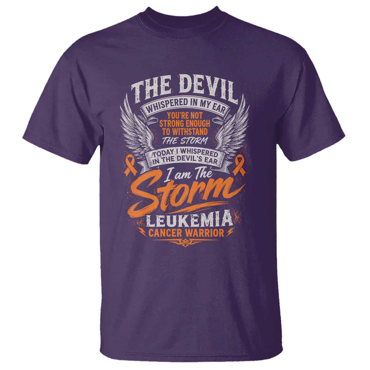 Leukemia Cancer Warrior T Shirt I Whispered I Am The Storm Orange Ribbon