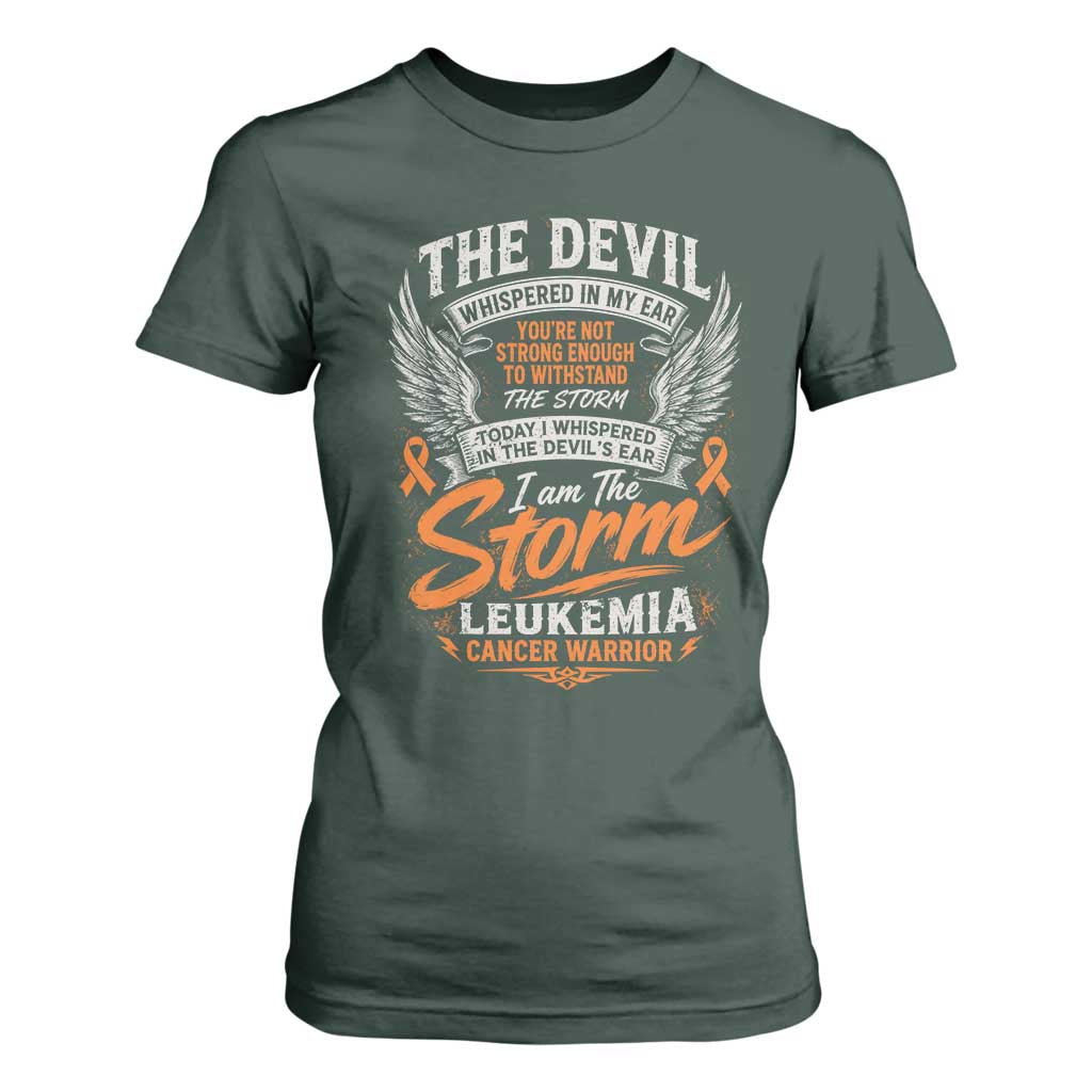 Leukemia Cancer Warrior T Shirt For Women I Whispered I Am The Storm Orange Ribbon