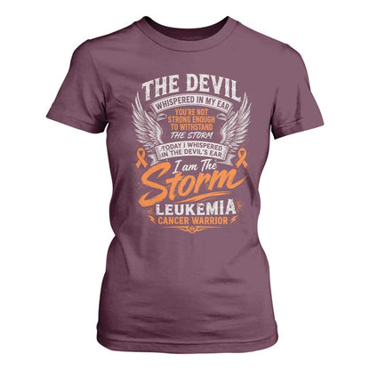 Leukemia Cancer Warrior T Shirt For Women I Whispered I Am The Storm Orange Ribbon