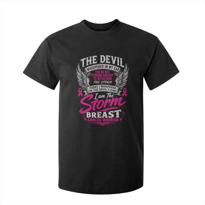 Breast Cancer Warrior T Shirt For Kid I Whispered I Am The Storm Pink Ribbon