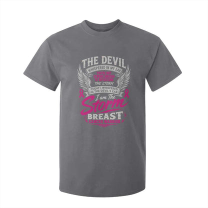 Breast Cancer Warrior T Shirt For Kid I Whispered I Am The Storm Pink Ribbon
