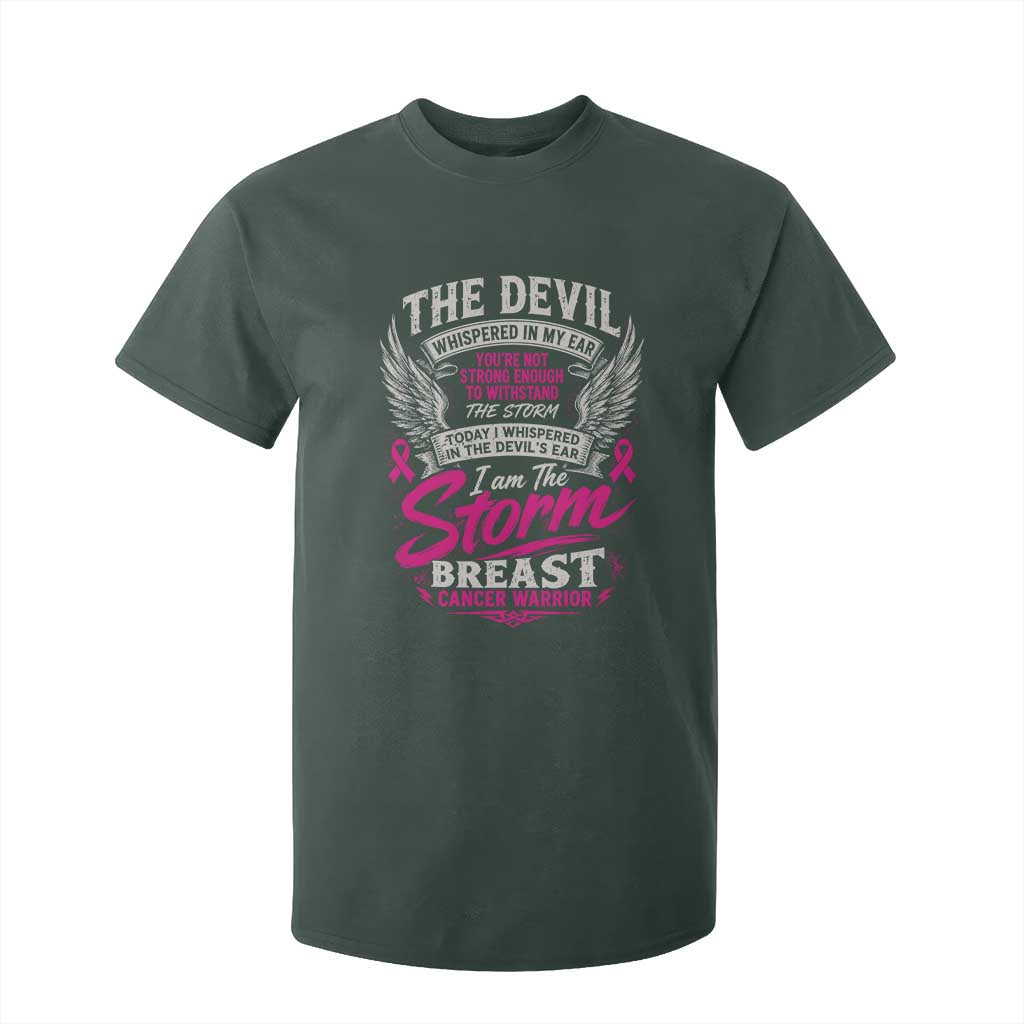 Breast Cancer Warrior T Shirt For Kid I Whispered I Am The Storm Pink Ribbon