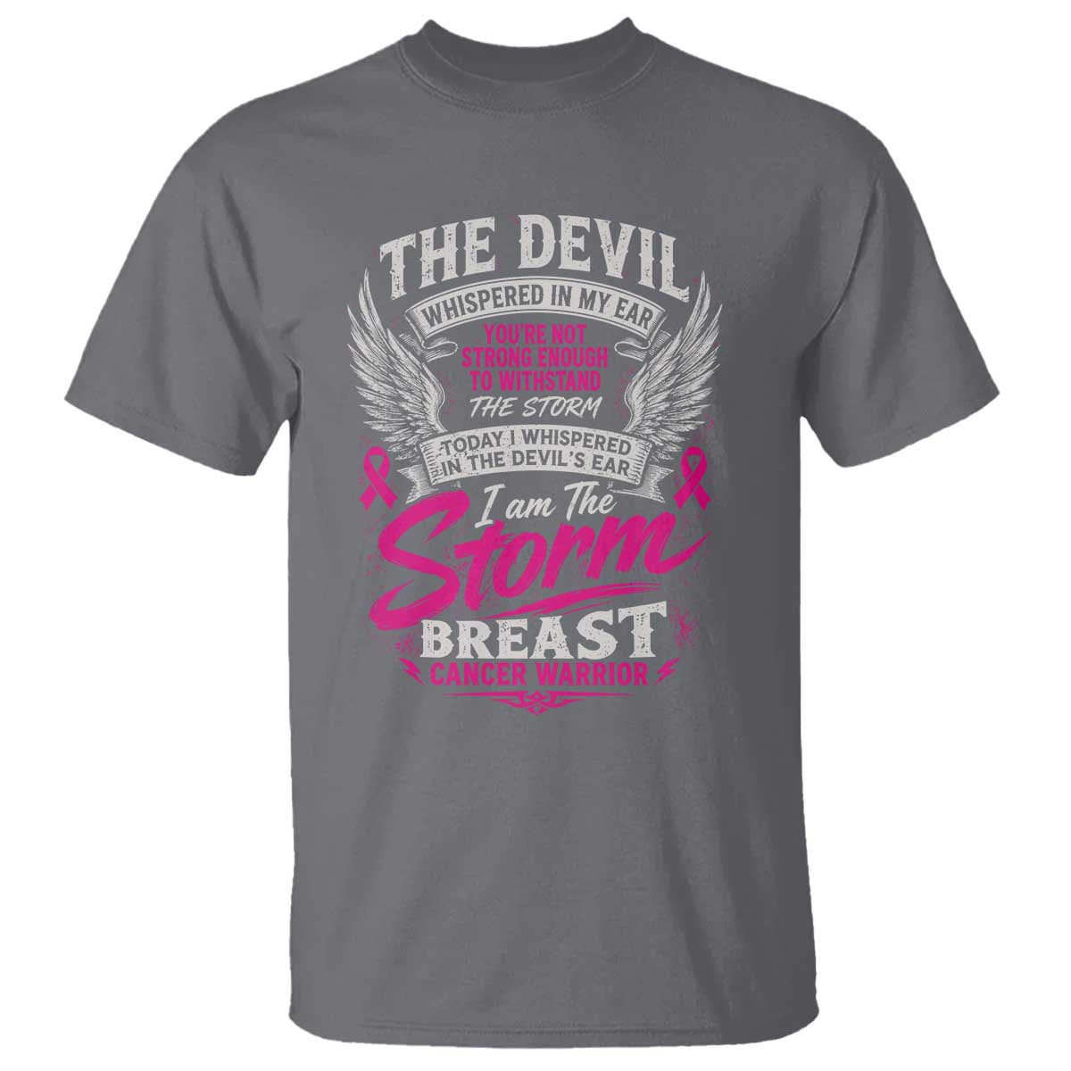 Breast Cancer Warrior T Shirt I Whispered I Am The Storm Pink Ribbon