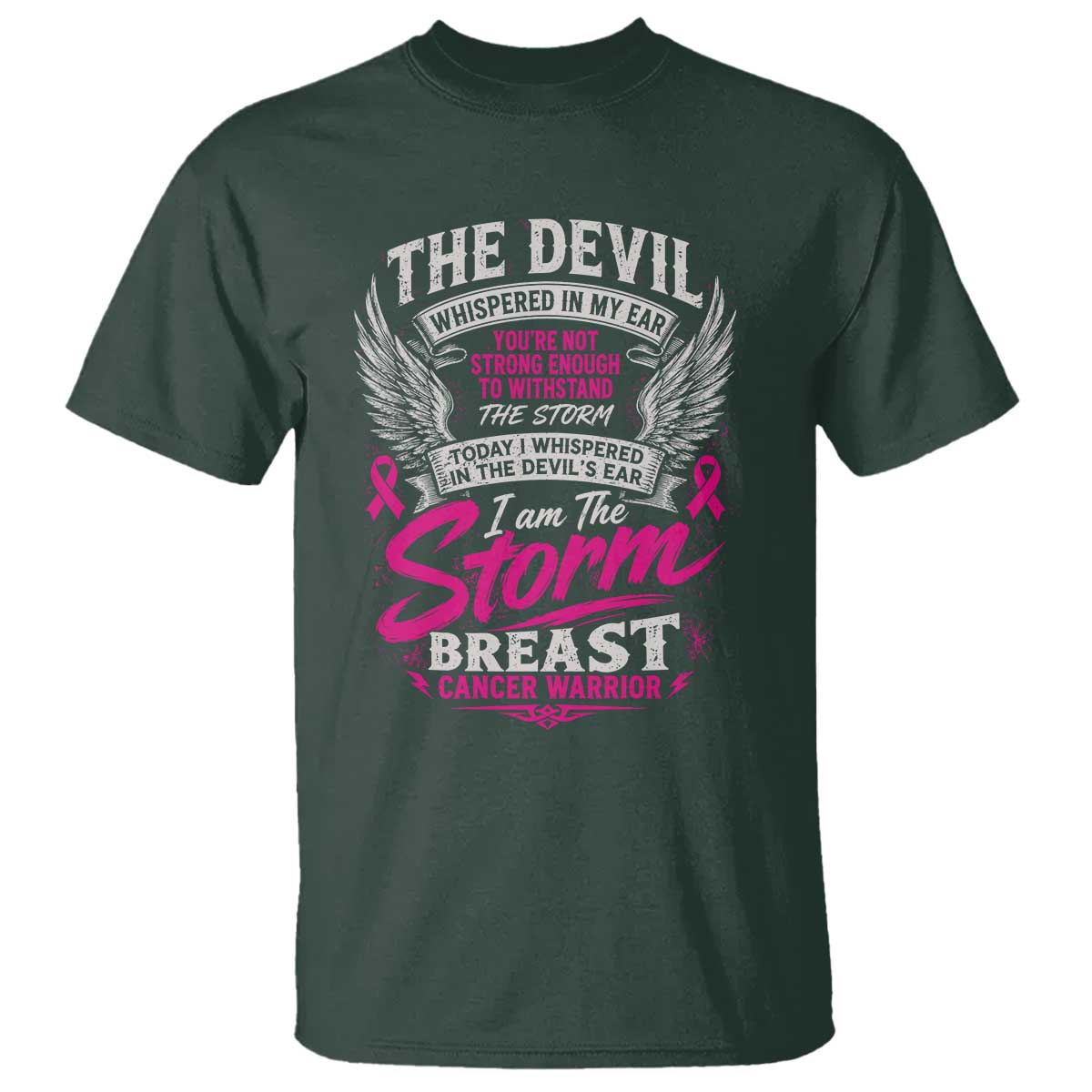 Breast Cancer Warrior T Shirt I Whispered I Am The Storm Pink Ribbon