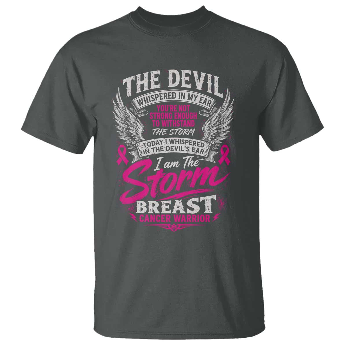 Breast Cancer Warrior T Shirt I Whispered I Am The Storm Pink Ribbon