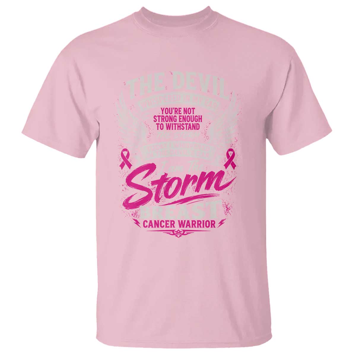 Breast Cancer Warrior T Shirt I Whispered I Am The Storm Pink Ribbon