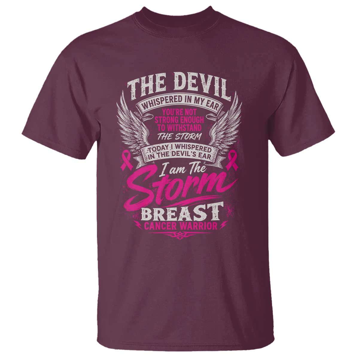 Breast Cancer Warrior T Shirt I Whispered I Am The Storm Pink Ribbon