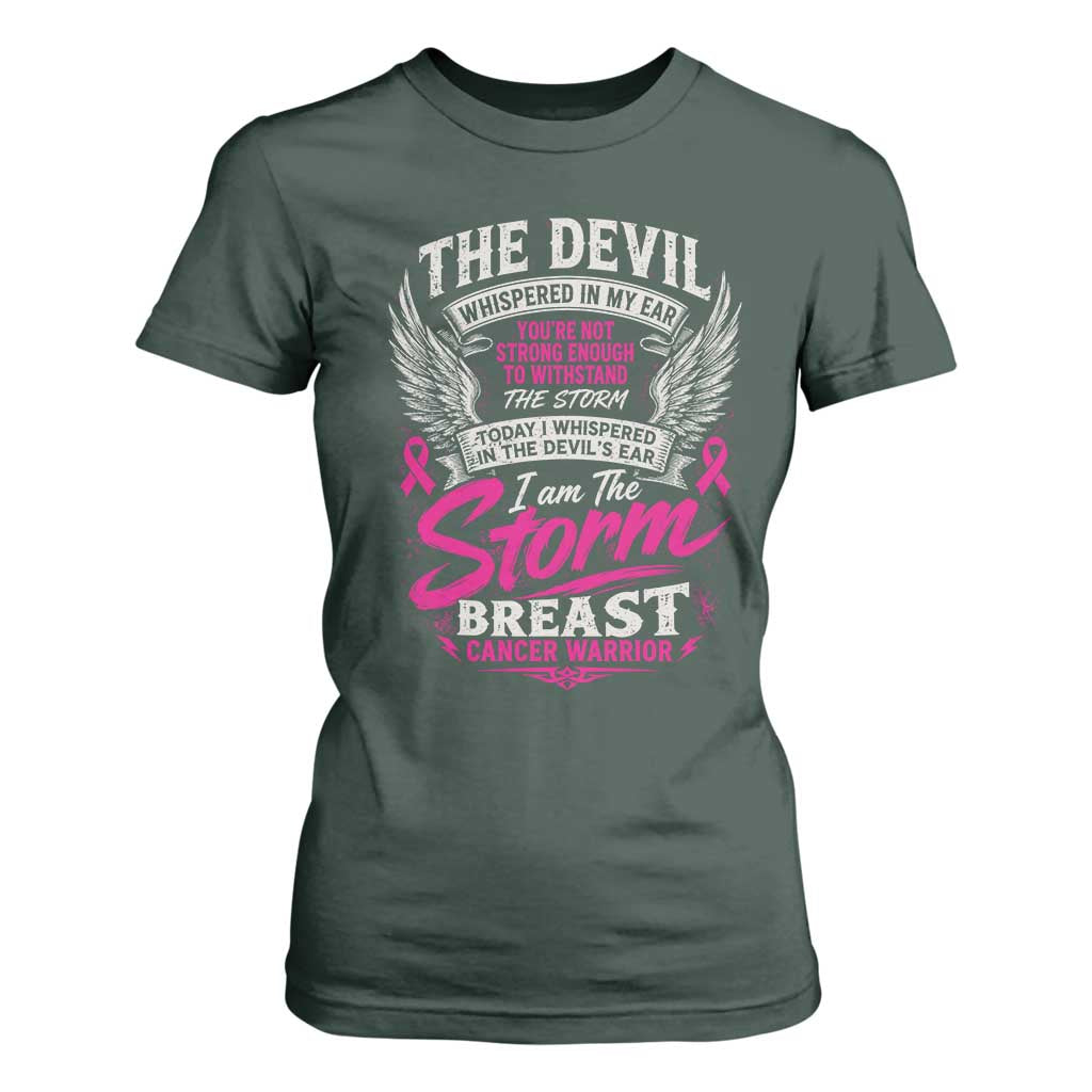 Breast Cancer Warrior T Shirt For Women I Whispered I Am The Storm Pink Ribbon