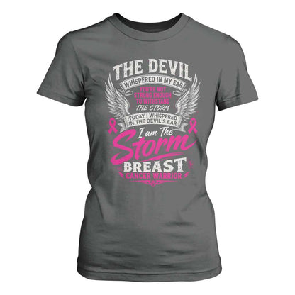 Breast Cancer Warrior T Shirt For Women I Whispered I Am The Storm Pink Ribbon