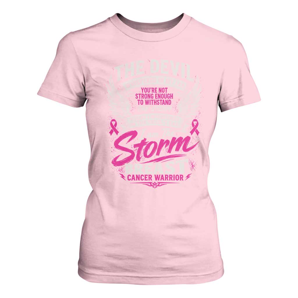 Breast Cancer Warrior T Shirt For Women I Whispered I Am The Storm Pink Ribbon