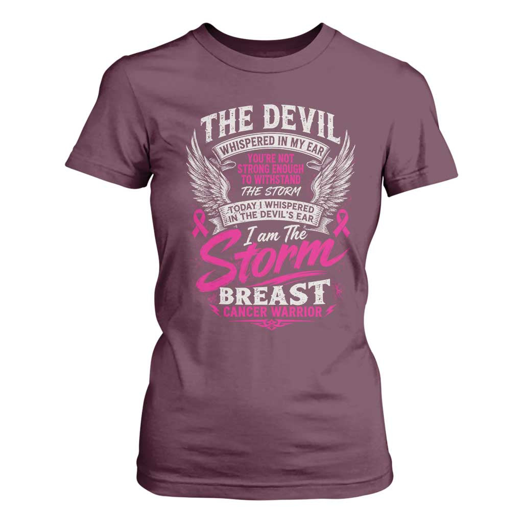 Breast Cancer Warrior T Shirt For Women I Whispered I Am The Storm Pink Ribbon