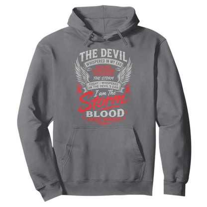 Blood Cancer Warrior Hoodie I Whispered I Am The Storm Red Ribbon