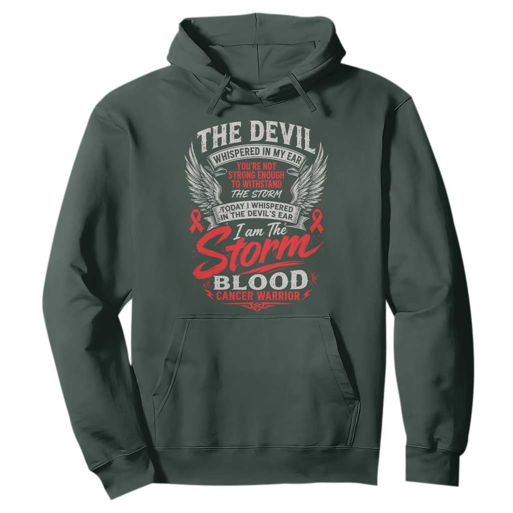 Blood Cancer Warrior Hoodie I Whispered I Am The Storm Red Ribbon