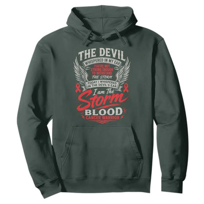 Blood Cancer Warrior Hoodie I Whispered I Am The Storm Red Ribbon