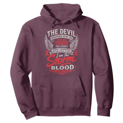 Blood Cancer Warrior Hoodie I Whispered I Am The Storm Red Ribbon