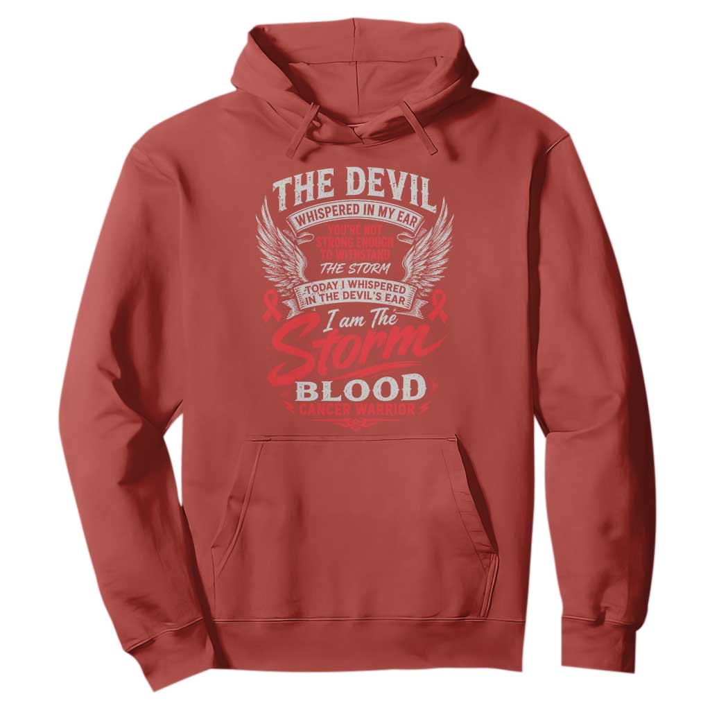 Blood Cancer Warrior Hoodie I Whispered I Am The Storm Red Ribbon