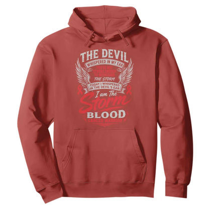 Blood Cancer Warrior Hoodie I Whispered I Am The Storm Red Ribbon
