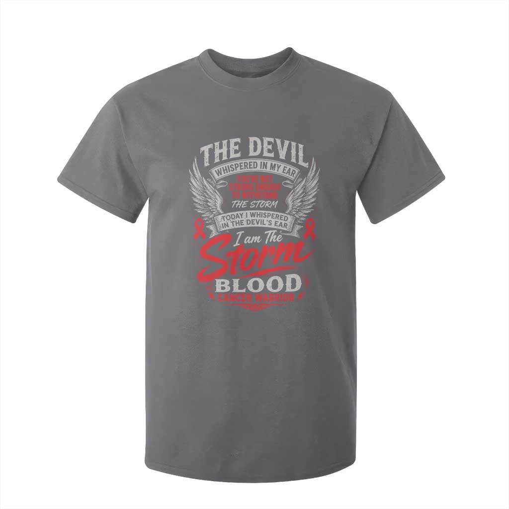 Blood Cancer Warrior T Shirt For Kid I Whispered I Am The Storm Red Ribbon