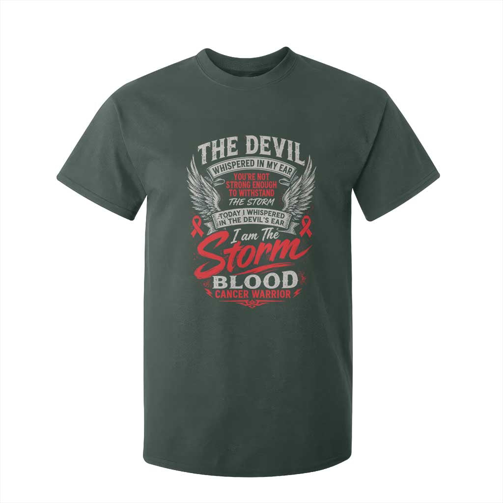 Blood Cancer Warrior T Shirt For Kid I Whispered I Am The Storm Red Ribbon