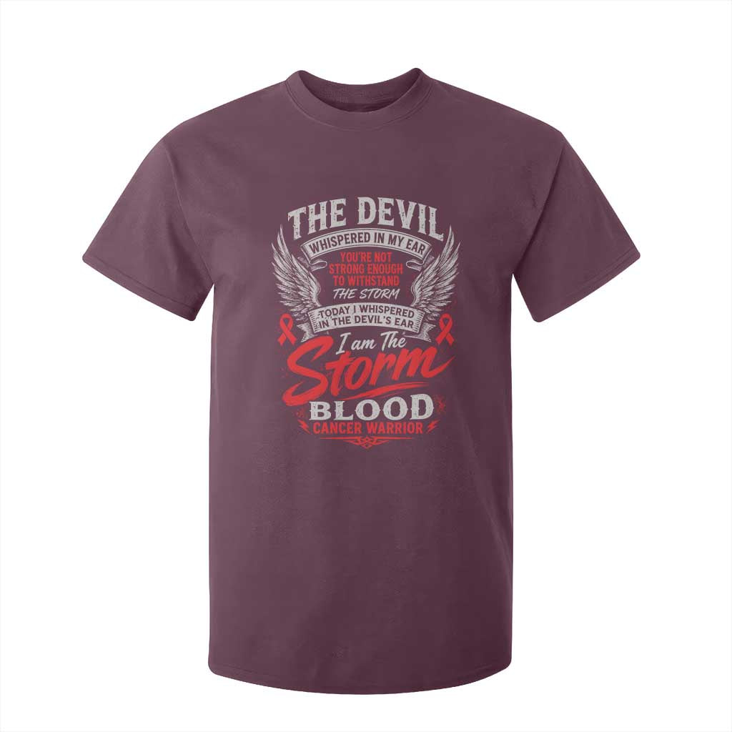 Blood Cancer Warrior T Shirt For Kid I Whispered I Am The Storm Red Ribbon