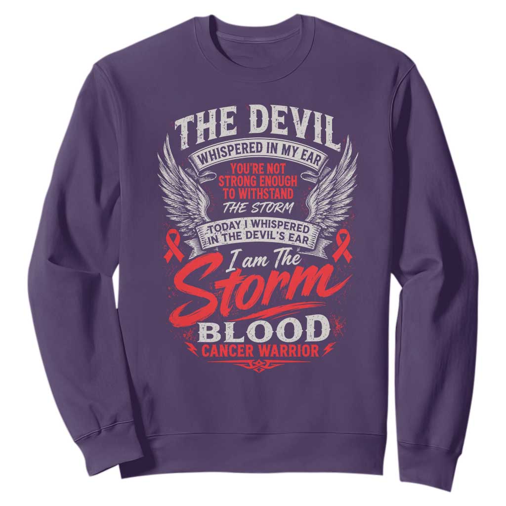 Blood Cancer Warrior Sweatshirt I Whispered I Am The Storm Red Ribbon
